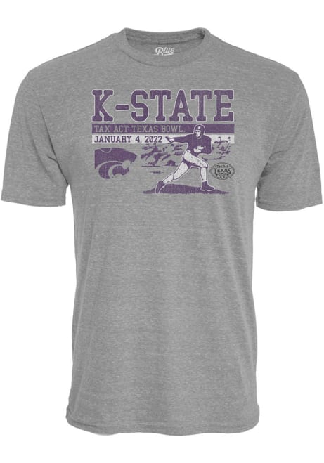 Grey K-State Wildcats 2021 Texas Bowl Bound Short Sleeve Fashion T Shirt