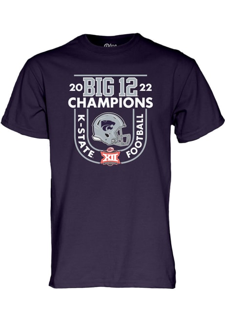 K-State Wildcats 2022 Big 12 Football Champions Locker Room Short Sleeve T Shirt - Purple