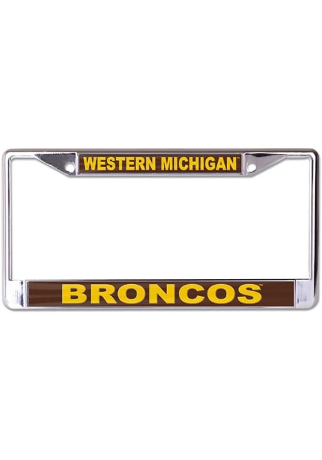 Western Michigan Broncos Yellow  Team Name Inlaid License Frame