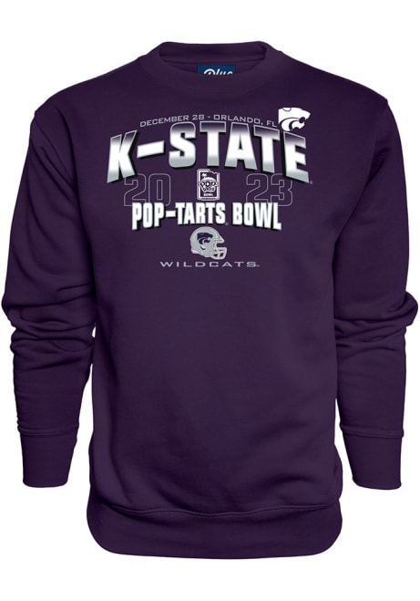 Mens Purple K-State Wildcats 2023 Poptart Bowl Bound Crew Sweatshirt