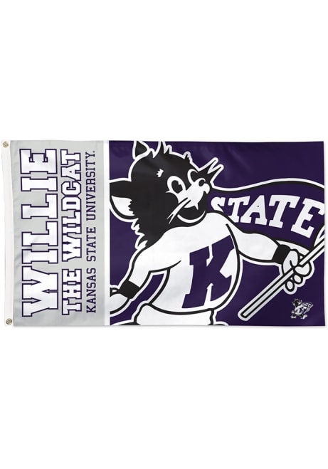 Purple K-State Wildcats 3x5 Mascot Silk Screen Grommet Flag