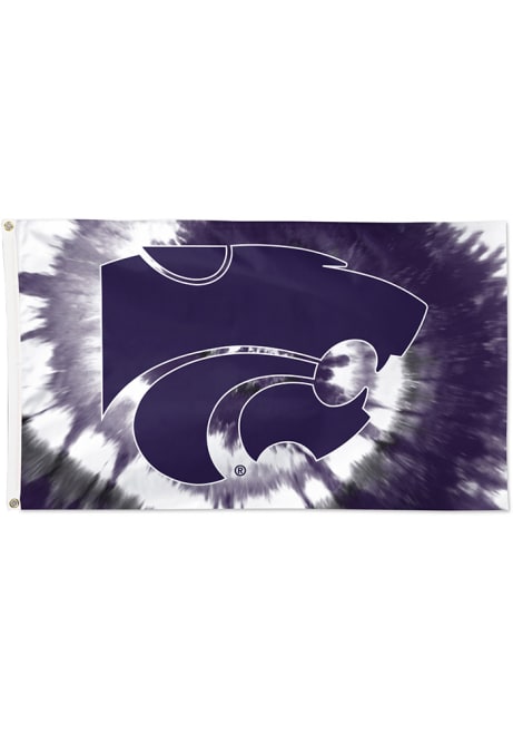 Purple K-State Wildcats 3x5 Tie Dye Silk Screen Grommet Flag