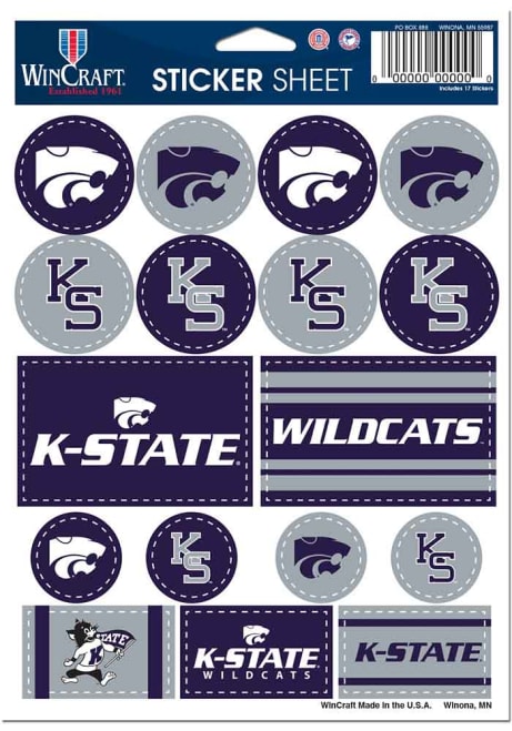 Purple K-State Wildcats 5x7 Stickers