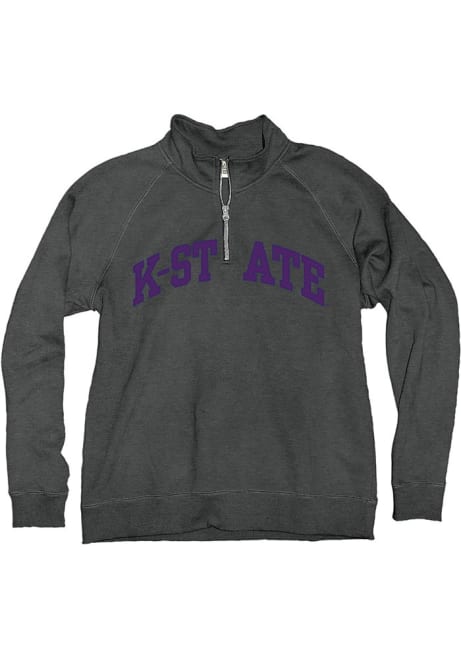 Womens Charcoal K-State Wildcats Sanded Fleece Qtr Zip