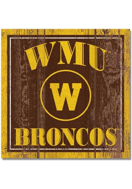 Brown  Western Michigan Broncos 3x3 Wood Magnet