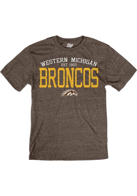 Brown Western Michigan Broncos Two Tone Short Sleeve Fashion T Shirt