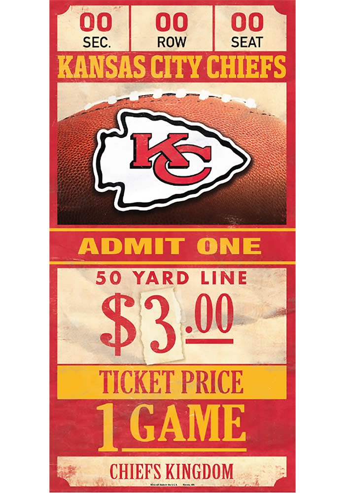 Kansas City Chiefs Red 6x12 Ticket Wood Sign - 57120087