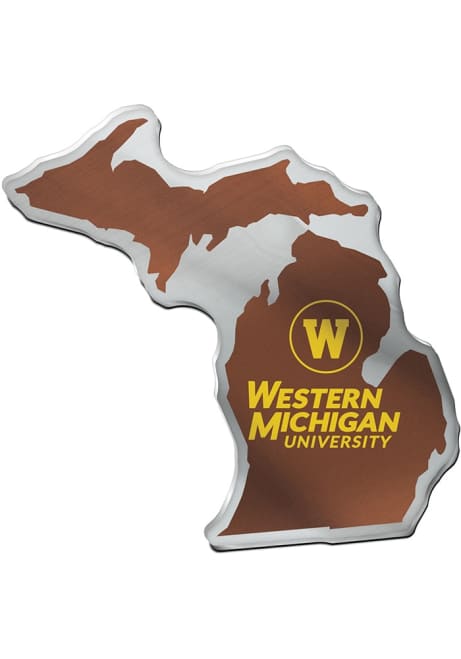 Western Michigan Broncos Brown  State Shape Car Emblem