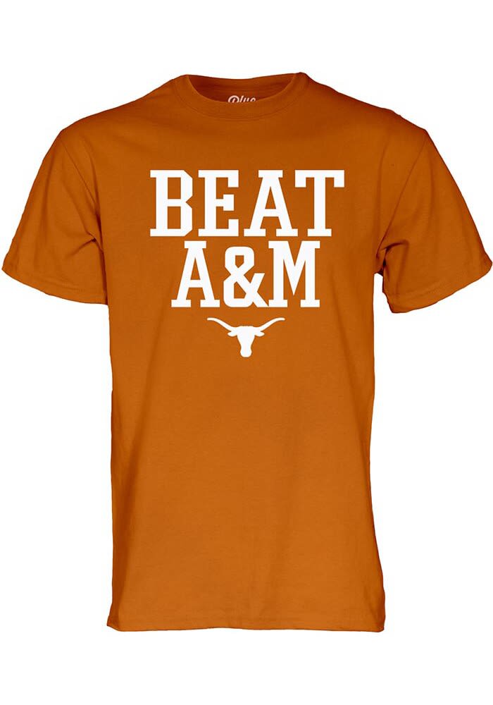 Blue 84 Texas Longhorns BURNTORANGE BEAT A&M Football Short Sleeve