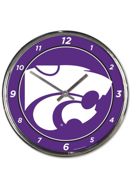 Purple K-State Wildcats Chrome Striped Wall Clock