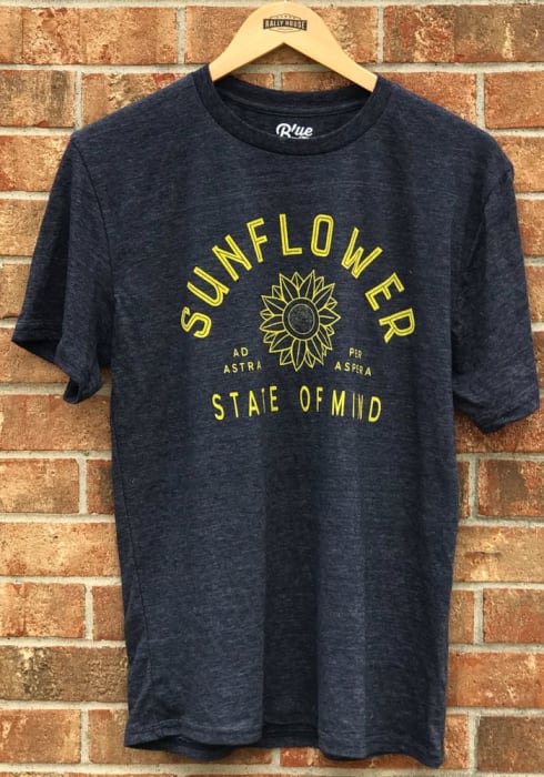 Kansas Navy Blue Sunflower State of Mind Short Sleeve T Shirt