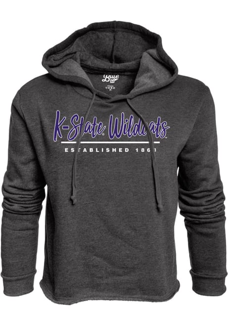 Womens Black K-State Wildcats Cassie High Jinks Cropped Hooded Sweatshirt