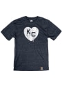 Kansas City Monarchs Rally Heart Kansas City Fashion T Shirt - Navy Blue