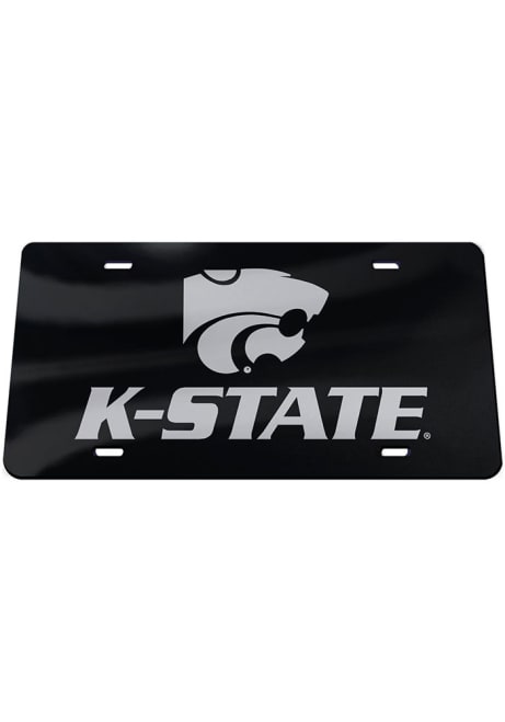 K-State Wildcats Black  Black Mascot Wordmark License Plate