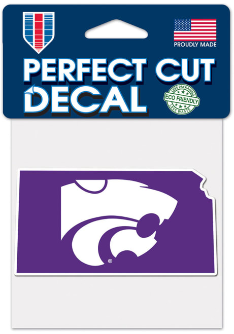 K-State Wildcats Purple  4x4 State Shape Decal