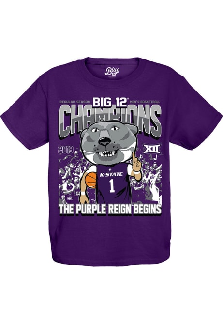 Youth Purple K-State Wildcats 2019 Big 12 Champions Short Sleeve T-Shirt