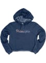 Philadelphia Women's Navy Wordmark Long Sleeve Fleece Hood Sweatshirt
