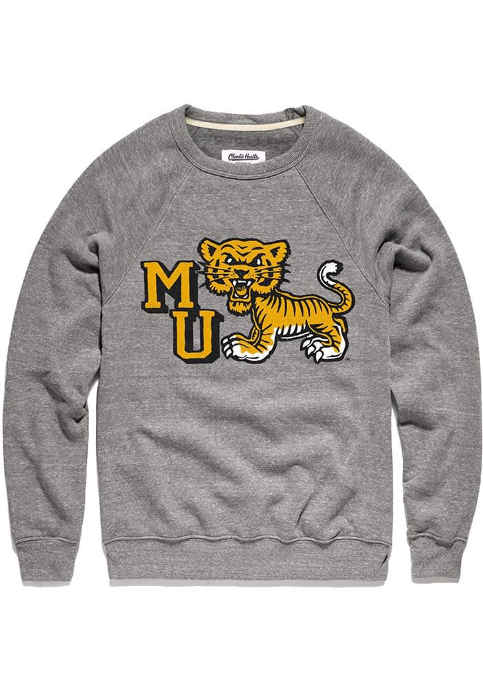 Charlie Hustle Missouri Tigers Mens Vintage Long Sleeve Fashion Sweatshirt GREY