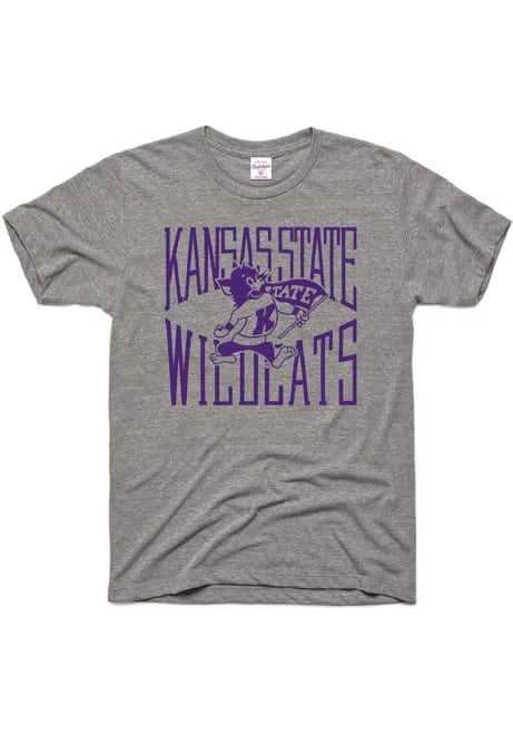 K-State Wildcats Grey Charlie Hustle Gameday Short Sleeve Fashion T Shirt