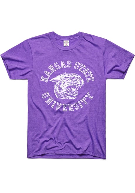 K-State Wildcats Purple Charlie Hustle Retro Short Sleeve Fashion T Shirt