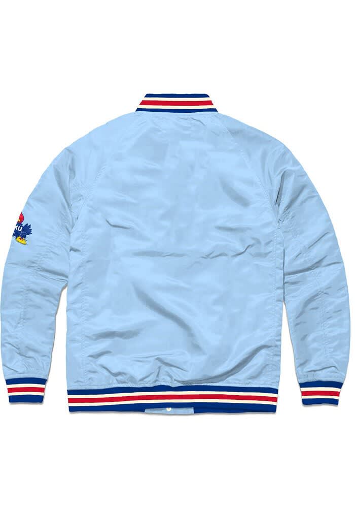 Charlie Hustle Kansas Jayhawks Mens LIGHT BLUE Script Varsity