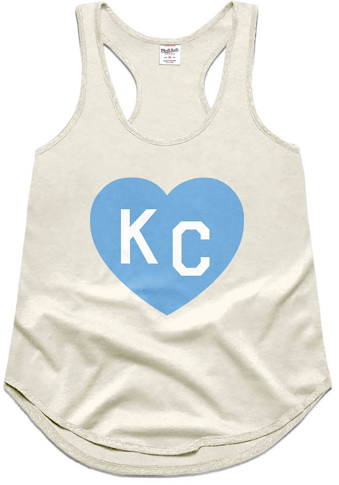 Kansas City Charlie Hustle Womens WHITE KC Heart Tank Top