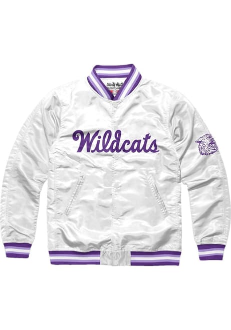 Mens K-State Wildcats White Charlie Hustle Varsity Long Sleeve Track Jacket