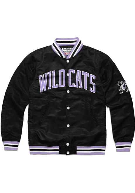 Mens K-State Wildcats Black Charlie Hustle Varsity Light Weight Jacket