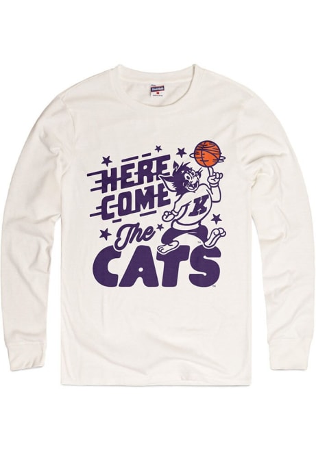 Mens K-State Wildcats White Charlie Hustle Vintage Logo Basketball Tee