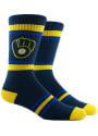 Milwaukee Brewers Stripe Crew Socks - Navy Blue