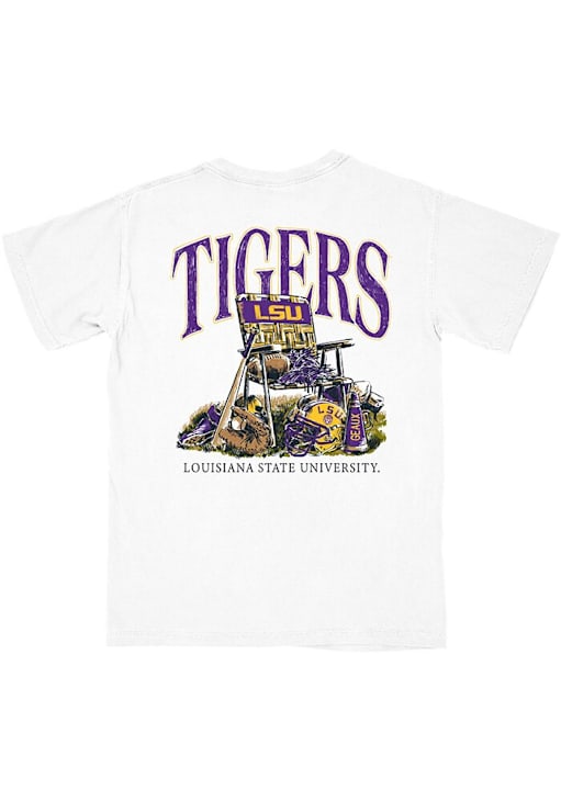 B-Unlimited LSU Tigers White Lawn Sports Pocket Short Sleeve T Shirt