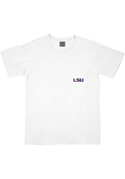 B-Unlimited LSU Tigers White Lawn Sports Pocket Short Sleeve T Shirt