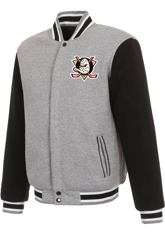Anaheim Ducks Mens Reversible Fleece GREY Medium Weight Jacket