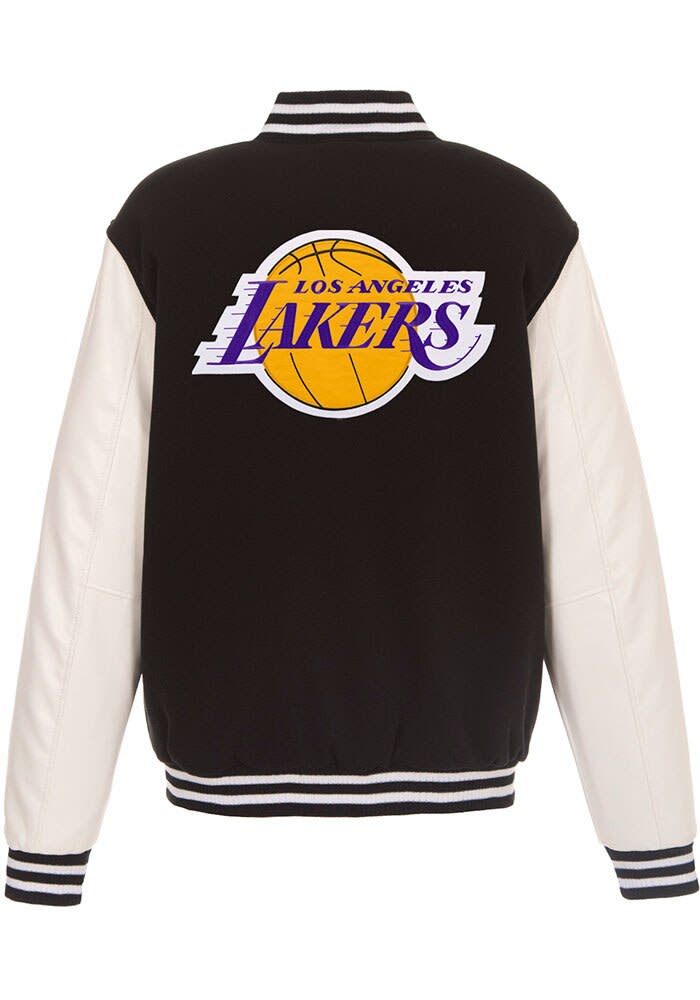 Los Angeles Lakers Mens Reversible Fleece Faux Leather BLACK