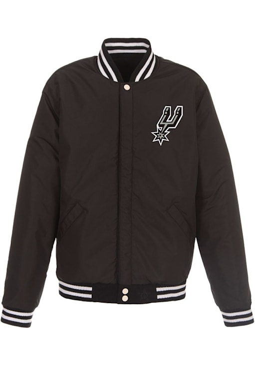 San Antonio Spurs Mens Reversible Fleece Faux Leather BLACK Medium