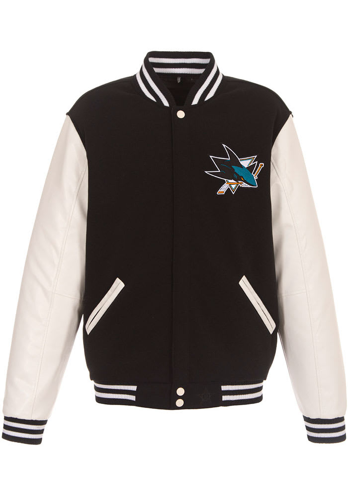 San Jose Sharks Mens Reversible Fleece Faux Leather BLACK Medium