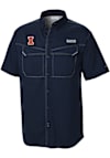 Main image for Mens Illinois Fighting Illini Navy Blue Columbia Heat Seal Low Drag Offshore Short Sleeve Dress Sh..