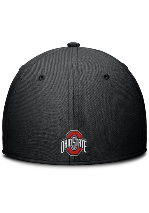 Nike Ohio State Buckeyes Mens Black THE Rise Swooshflex Flex Hat
