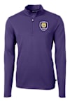 Main image for Cutter and Buck Orlando City SC Mens Purple Virtue Eco Pique Long Sleeve Qtr Zip Pullover