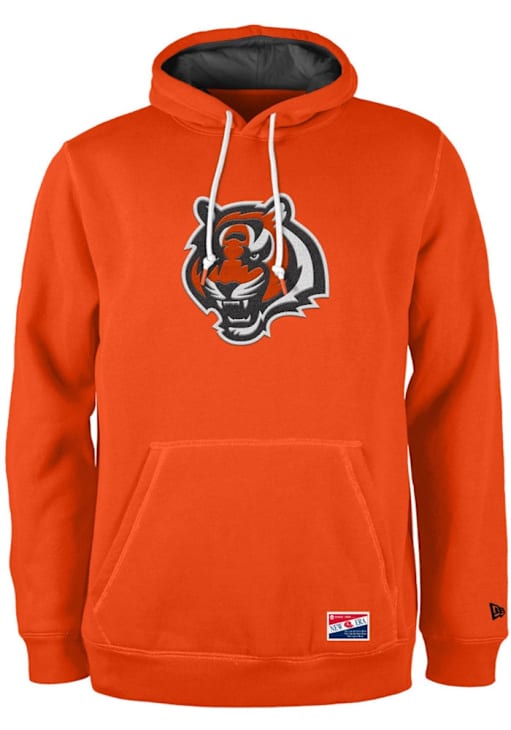New Era Cincinnati Bengals Mens ORANGE Throwback Hoodie 590001901
