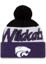 New Era K-State Wildcats Purple Script Cuff Pom Knit Hat
