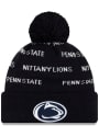 New Era Penn State Nittany Lions Navy Blue Repeat Cuff Pom Knit Hat