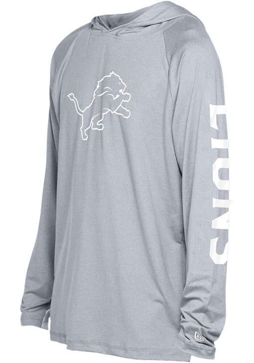 New Era Detroit Lions Mens Grey Adventure Long Sleeve Lightweight Hoodie