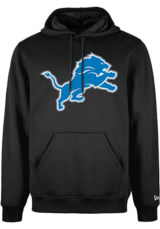 New Era Detroit Lions Mens Black Primary Long Sleeve Hoodie