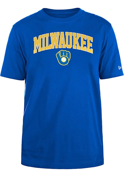 New Era Milwaukee Brewers ROYAL Coop Arch Name Short Sleeve T
