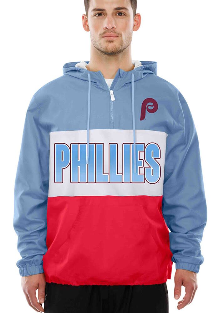 New Era Philadelphia Phillies Mens Leisure Windbreaker LIGHT BLUE