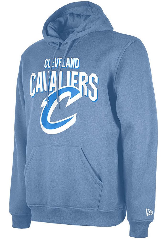 New Era Cleveland Cavaliers Mens LIGHT BLUE Arch Name Hoodie