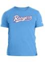 Texas Rangers New Era Script T Shirt - Light Blue