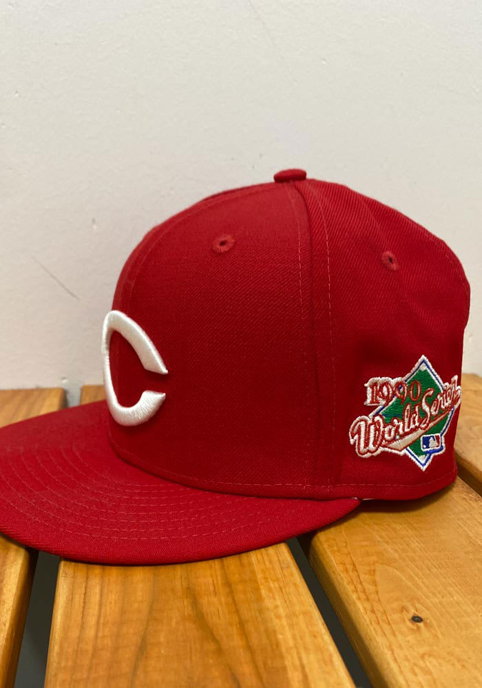 New Era Cincinnati Reds Mens Red 1990 World Series Side Patch 59FIFTY  Fitted Hat