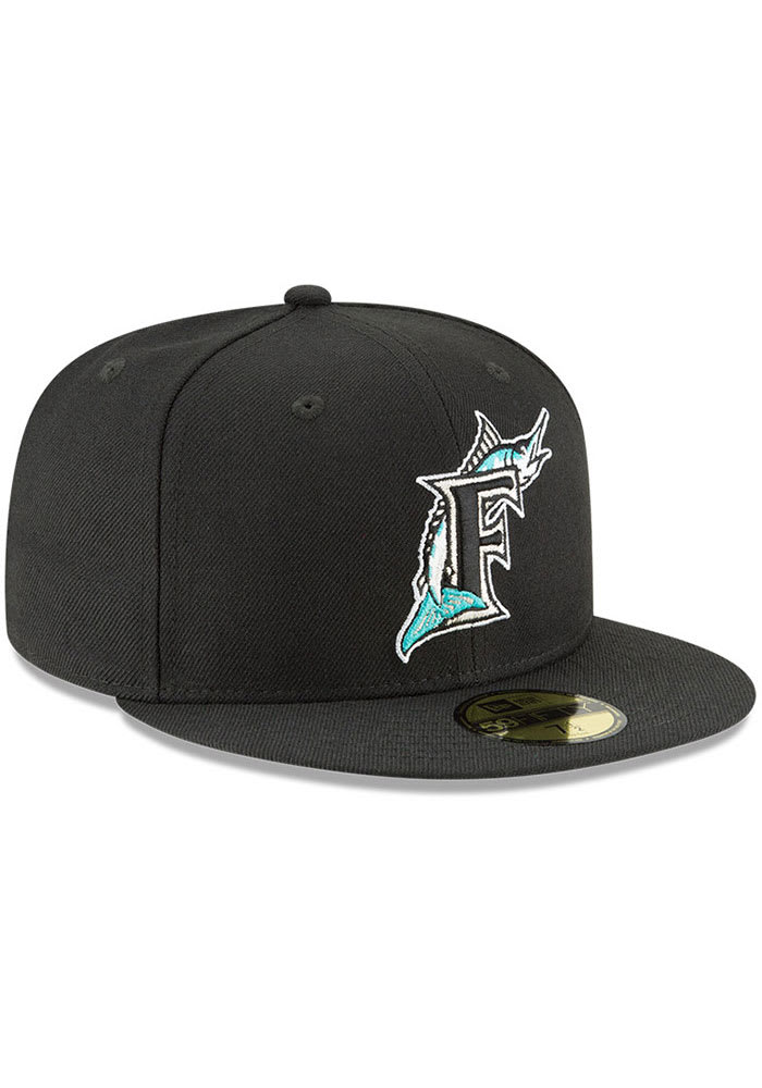 Men’s Miami Marlins Teal Black Centennial Collection Cooperstown 59FIFTY Fitted Hats
